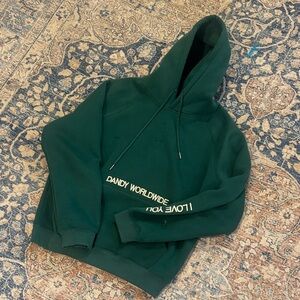 Green Hoodie with 'I Love You' Embroidery